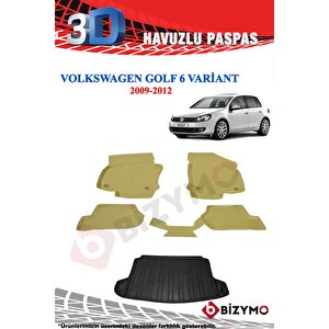 Volkswagen Golf 6 Variant Bej Havuzlu Paspas + Bagaj Seti Bizymo