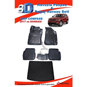 Jeep Compass 2017+ 3d Havuzlu Paspas Ve Bagaj Havuzu Bizymo Set