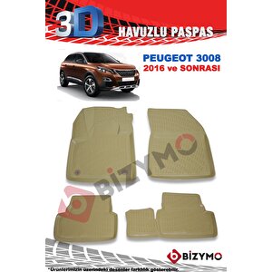 Peugeot 3008 2016 Ve Sonrası 3d Havuzlu Bej Paspas Takımı Bizymo