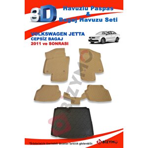 Volkswagen Jetta Cepsiz 2011 Ve Sonrası Bej Paspas Ve Bagaj Havuzu Seti