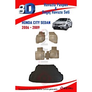 Honda City Sedan 2006-2009 Bej Havuzlu Paspas Ve Bagaj Seti Bizymo