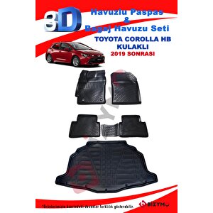 Toyota Corolla Hb 2018+ Kulaklı 3d Paspas Ve Bagaj Seti Bizymo
