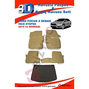 Ford Focus 4 Sedan (i̇nce Stepne) 2015 Ve Sonrası Bej Paspas Ve Bagaj Havuzu Seti