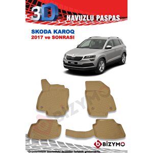 Skoda Karoq 2017 Ve Sonrası 3d Bej Paspas Takımı Bizymo