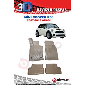 Mini Cooper R56 2007-2013 Bej 3d Havuzlu Paspas Takımı Bizymo