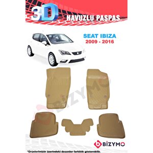 Seat İbiza 2009-2016 Bej 3d Havuzlu Paspas Bizymo