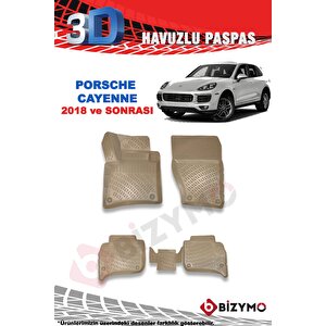 Porsche Cayenne 2018+ 3d Havuzlu Bej Paspas Bizymo