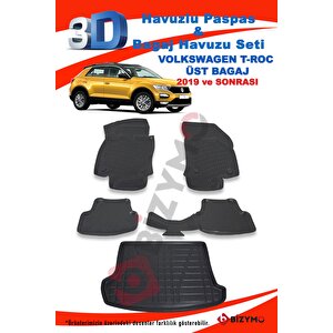 Volkswagen T-roc 2019+ 3d Havuzlu Paspas + Üst Bagaj Havuzu Set