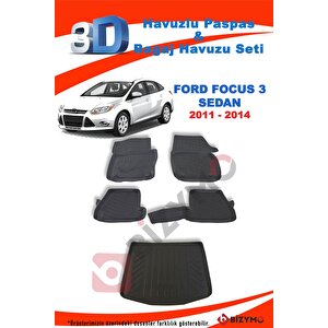 Ford Focus 3 Sedan 2011-2014 Havuzlu Paspas Ve Bagaj Seti Bizymo