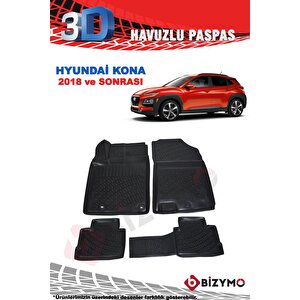 Hyundai Kona 2018 Ve Sonrası 3d Havuzlu Paspas Takımı Bizymo