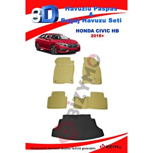 Honda Civic Hb 2016+ Bej Havuzlu Paspas Ve Bagaj Seti Bizymo