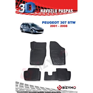 Peugeot 307 Stw Sw 2001-2008 3d Havuzlu Paspas Takımı Bizymo