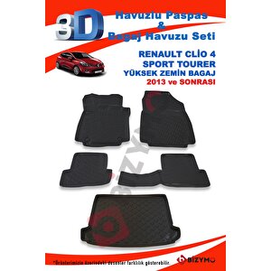 Renault Clio 4 Sport Tourer Yüksek 2013 Ve Sonrası Paspas Ve Bagaj Havuzu Seti