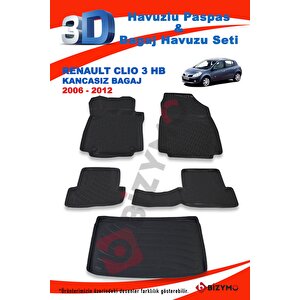 Renault Clio 3 Hb Kancasız 2006-2012 Paspas Ve Bagaj Havuzu Seti