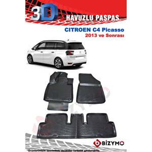 Citroen C4 Picasso 5 Koltuk 2013+ 3d Havuzlu Paspas Takımı Bizymo