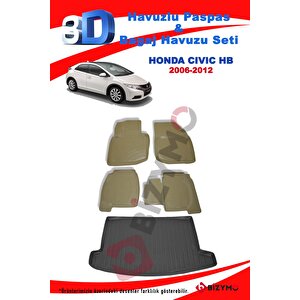 Honda Civic Hb 2006-2012 Bej Havuzlu Paspas Ve Bagaj Seti Bizymo