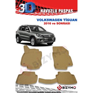 Volkswagen Tiguan 2016 Ve Sonrası 3d Bej Paspas Takımı Bizymo