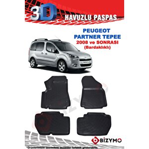 Peugeot Partner Tepee 2008 Ve Sonrası (bardaklıklı) 3d Paspas Takımı Bizymo