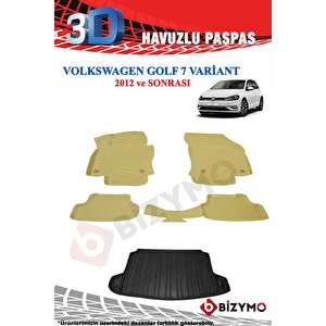 Volkswagen Golf 7 Variant Bej Havuzlu Paspas + Bagaj Seti Bizymo