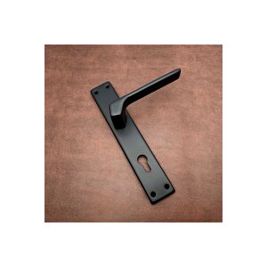 Zey Özel Tasarım Mat Siyah Kare Aynalı Yale Çelik Kapı Kolu 1 Takım