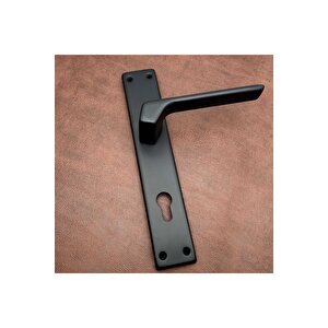 Zey Özel Tasarım Mat Siyah Kare Aynalı Yale Çelik Kapı Kolu 1 Takım