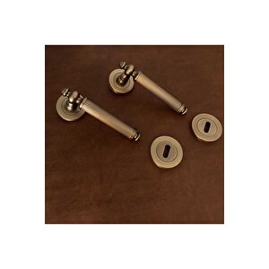 Osmanlı Handles Zk37 Antik Sarı Zamak Yuvarlak Rozetli Oda Kapı Kolu 4 Takım Antik Sarı