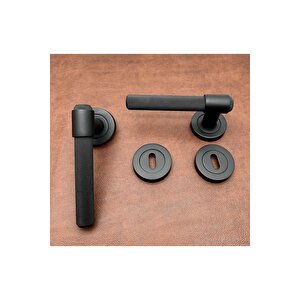 Özen Handles Zk62 Posh Punch Mat Siyah Rozetli Oda Kapı Kolu 4 Takım