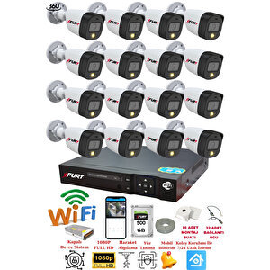 16 Kameralı 1080p 2mp Görüntü Gece Renkli Full Hd Ultra Led Gece Renkli Güvenlik Kamerası Seti 500gb