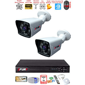 2 Kameralı 2mp Full Hd Görüntü 6 Atom Led Gece Görüşlü Dış Mekan Güvenlik Kamerası Seti 1tb