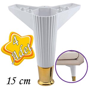 4 Adet Golden Ayak 15 Cm Beyaz Altın Gold Mobilya Kanepe Sehpa Ünite Koltuk Ayağı Baza Ayak Ayakları