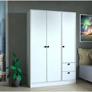 3 Kapaklı 2 Çekmeceli 110 Cm Gardırop