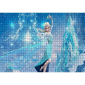 Karlar Ülkesi Elsa Sihir Görseli Puzzle Yapboz Mdf Ahşap 1000 Parça