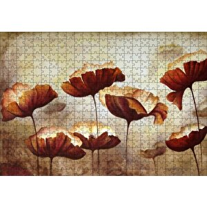 Yağlı Boya Çalışması Gelincik Tarlası Görseli Puzzle Yapboz Mdf Ahşap 500 Parça