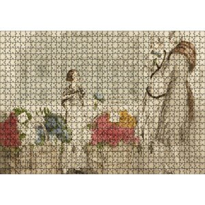 Çiçekçi Kız Ve Müşterisi Kadınlar Puzzle Yapboz Mdf Ahşap 1000 Parça