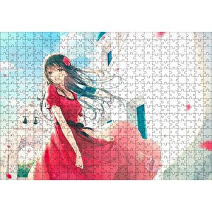 Animasyon Filmi Kırmızılı Çiçekli Kız Puzzle Yapboz Mdf Ahşap 500 Parça