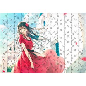 Animasyon Filmi Kırmızılı Çiçekli Kız Puzzle Yapboz Mdf Ahşap 120 Parça