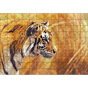Sarı Otların Arasındaki Kaplan Puzzle Yapboz Mdf Ahşap 120 Parça