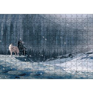 Kayalık Duvar Karlar Beyaz Kurt Ve Şövalye Puzzle Yapboz Mdf Ahşap 255 Parça