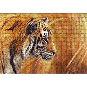 Çayırlar Arasında Kamufle Kaplan Puzzle Yapboz Mdf Ahşap 255 Parça