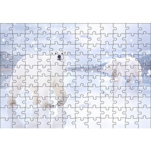 Kutup Ayıları Karlar Ve Buz Kütleleri Puzzle Yapboz Mdf Ahşap 120 Parça