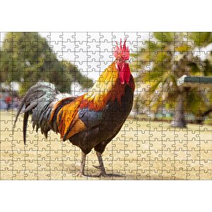 Heybetli Horoz Flu Çiftlik Arkaplan Puzzle Yapboz Mdf Ahşap 255 Parça