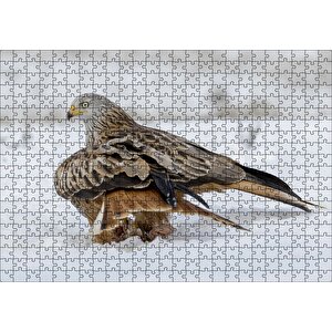 Karlar Üzerindeki Kartal Ve Pençelerindeki Avı Puzzle Yapboz Mdf Ahşap 500 Parça