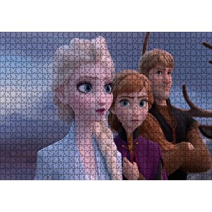 Elsa Anna Ve Kristoff Karlar Ülkesi Görseli Puzzle Yapboz Mdf Ahşap 1000 Parça