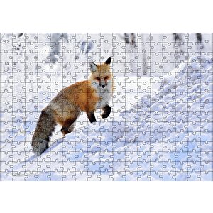 Karlar Üzerinde Kutup Tilkisi Puzzle Yapboz Mdf Ahşap 255 Parça