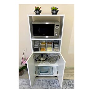Fırın Dolabı , 2 Kapaklı Bölmeli Mikrodalga Fırın Dolabı Mini Fırın Mutfak Dolabı 2 Kapılı
