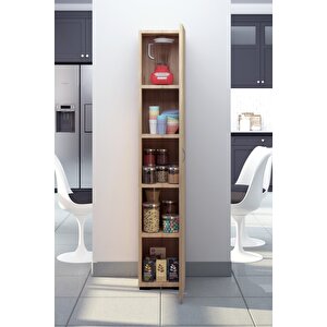 Tek Kapaklı 5 Raflı Safir Renkli Çok Amaçlı Banyo Mutfak Kiler Dolabı Tek Kapılı Erzak Dolabı