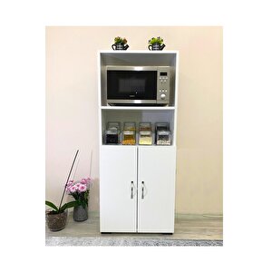 2 Kapaklı Bölmeli Mikrodalga Fırın Dolabı Çok Amaçlı Mini