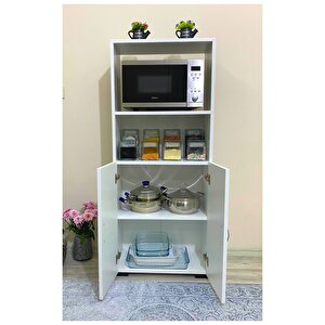 2 Kapaklı Bölmeli Mikrodalga Fırın Dolabı Çok Amaçlı Mini