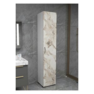 Tek Kapaklı 5 Raflı Mermer Desenli Çok Amaçlı Banyo Mutfak Kiler Dolabı Tek Kapılı Erzak Dolabı