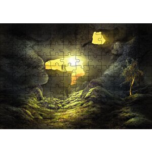 Mağara Işık İnsan Figürü Puzzle Yapboz Mdf Ahşap 120 Parça